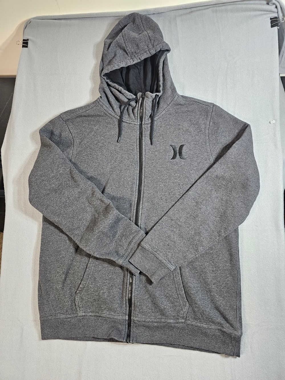 #130 Hurley Men’s XL Gray Full Zip Hoodie Logo Sweatshirt